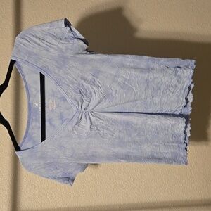 American Eagle Outfitters Light Blue Tie-Dye V-Neck Tee